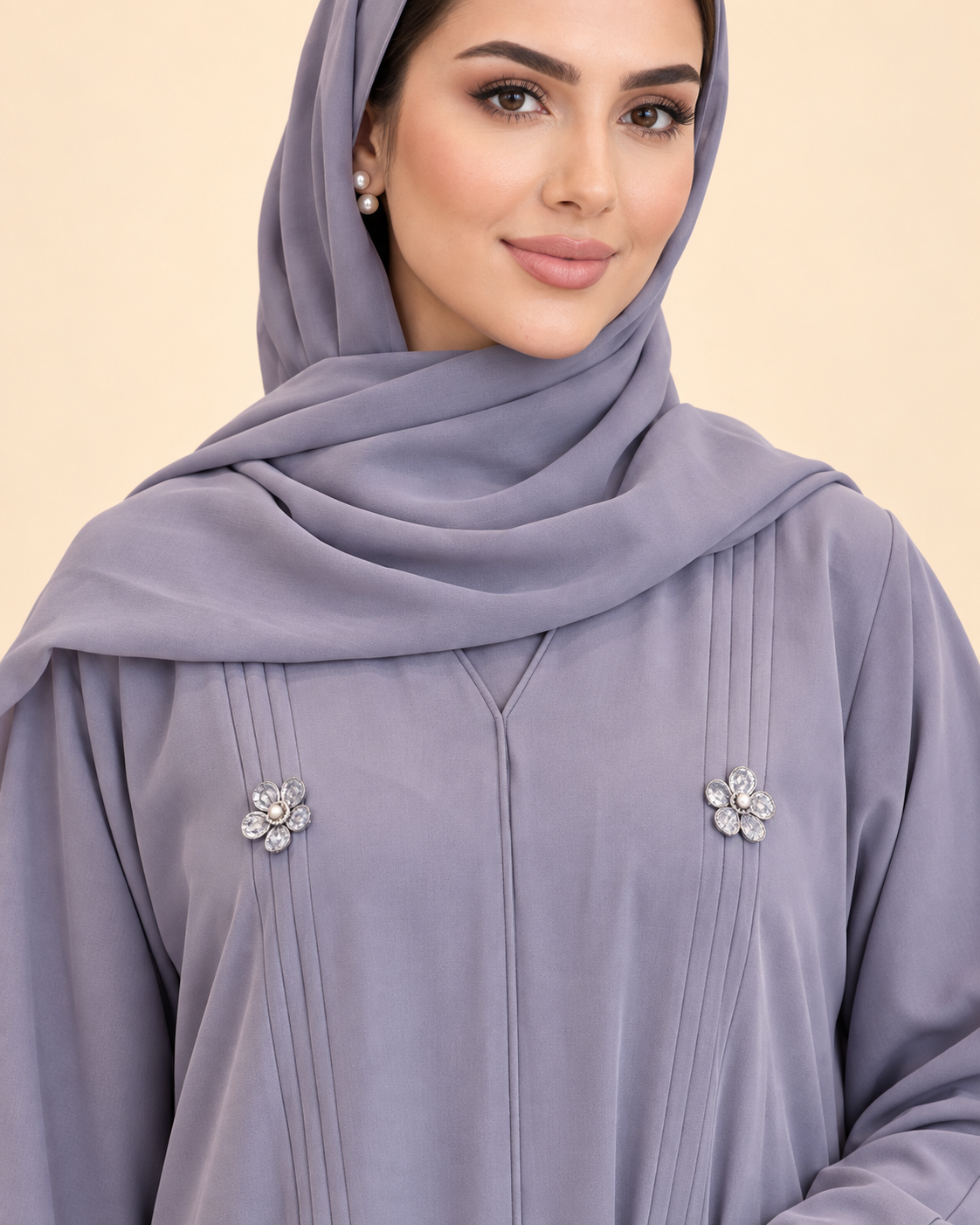 FAYRA Lilac Bloom Embellished Abaya