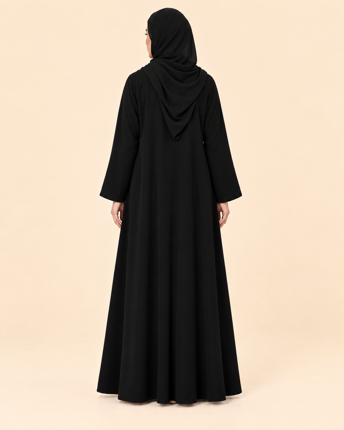 FAYRA Black & Ivory Contrast Panel Abaya