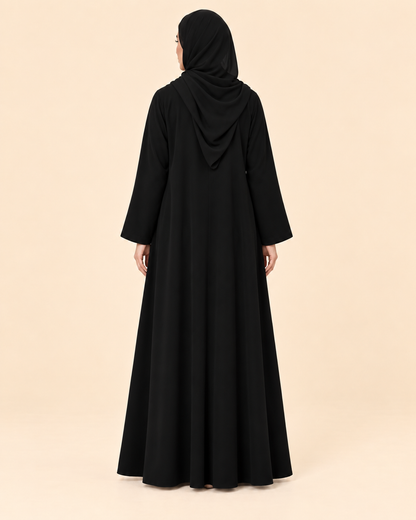 FAYRA Black & Ivory Contrast Panel Abaya