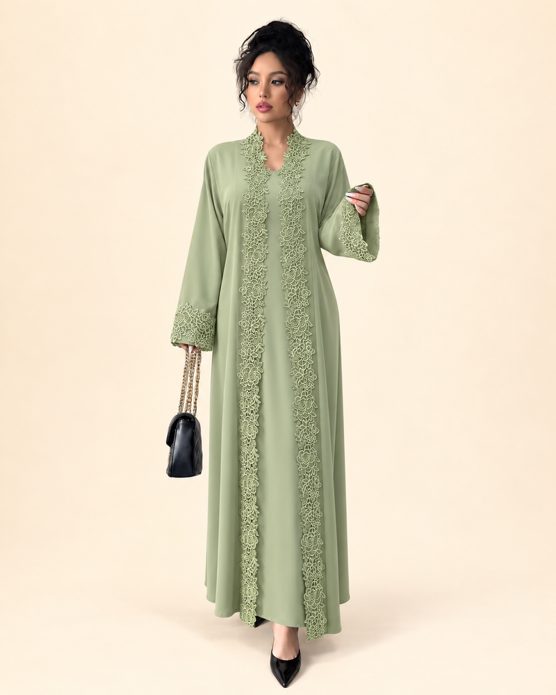 FAYRA Matcha Lace Party Wear Abaya