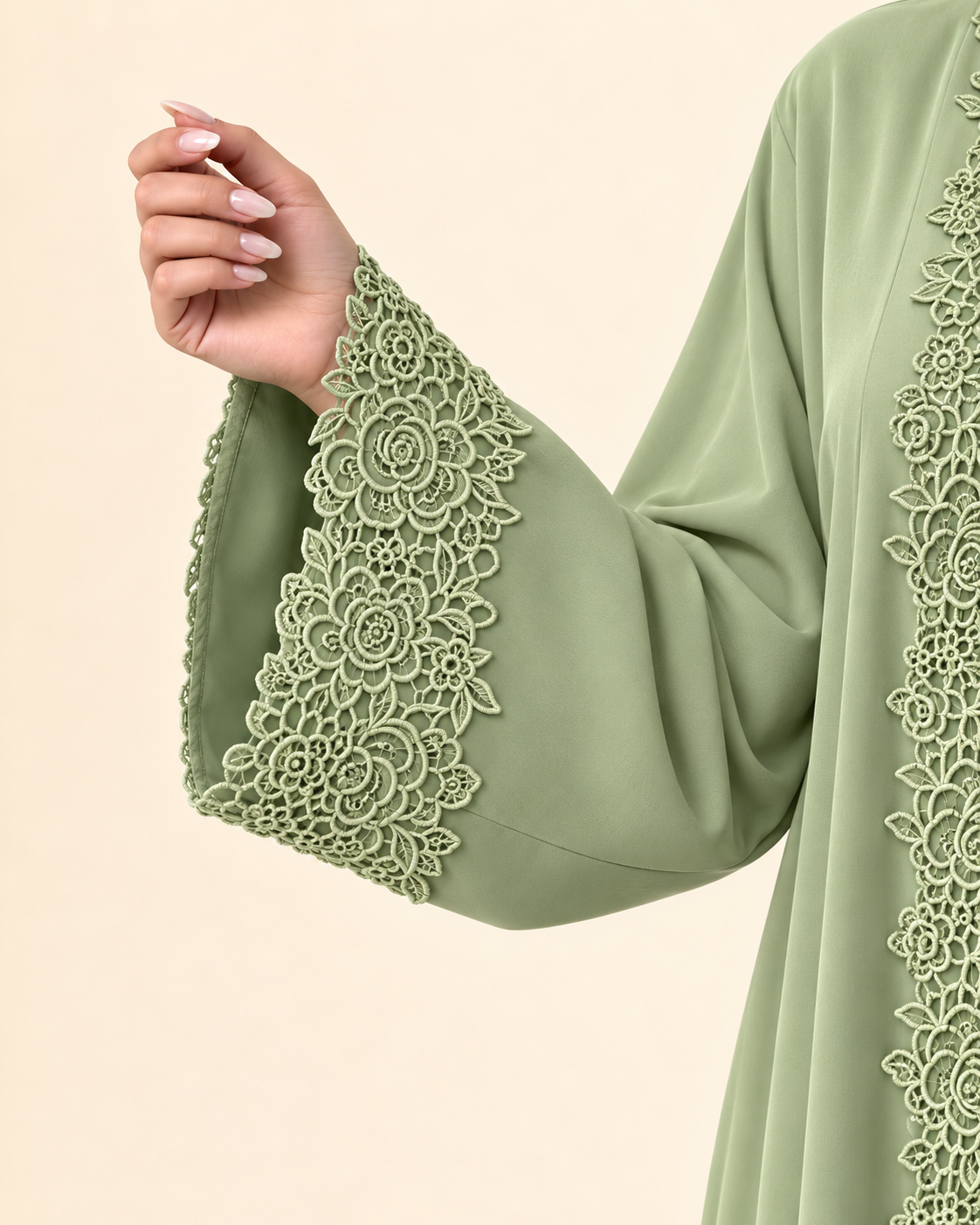 FAYRA Matcha Lace Party Wear Abaya