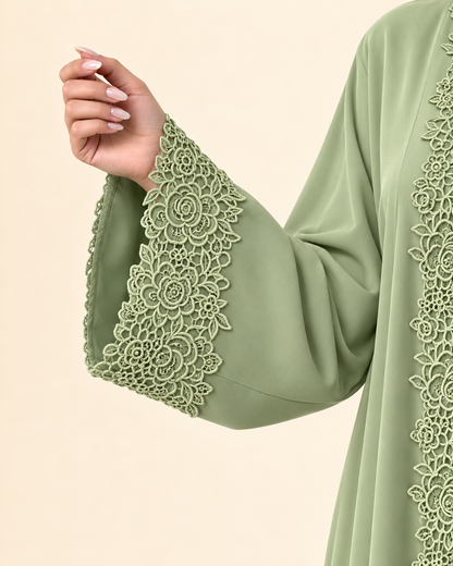 FAYRA Matcha Lace Party Wear Abaya