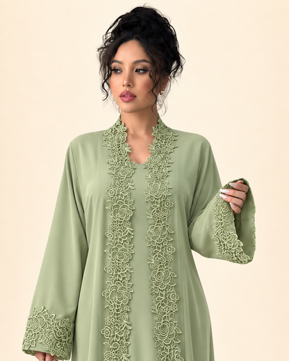 FAYRA Matcha Lace Party Wear Abaya