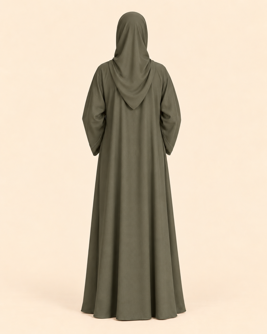 FAYRA Olive Serenity Crystal-Trim Abaya