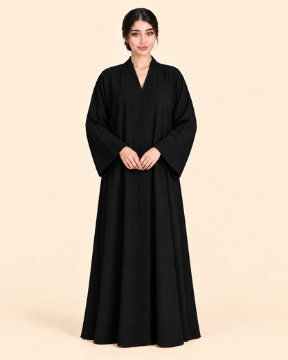 FAYRA Noir Beaded Edge Abaya Set