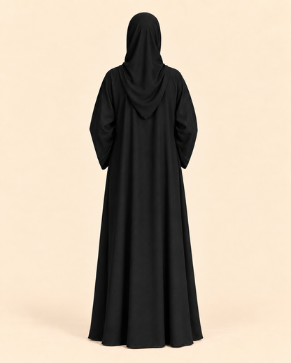 FAYRA Noir Beaded Edge Abaya Set