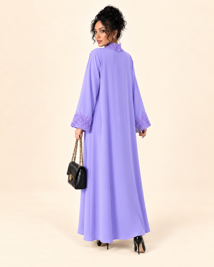 FAYRA Lavender Lace Party Wear Abaya