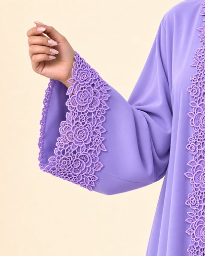 FAYRA Lavender Lace Party Wear Abaya