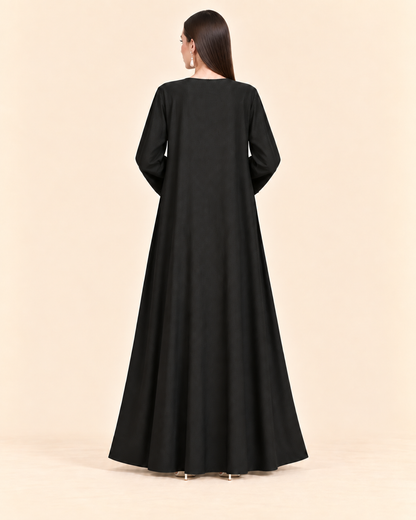 FAYRA Noir Bloom Textured Abaya Set