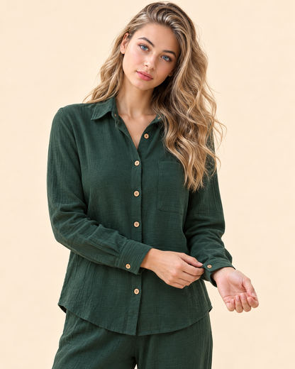 FAYRA Forest Green Textured Co-ord Set
