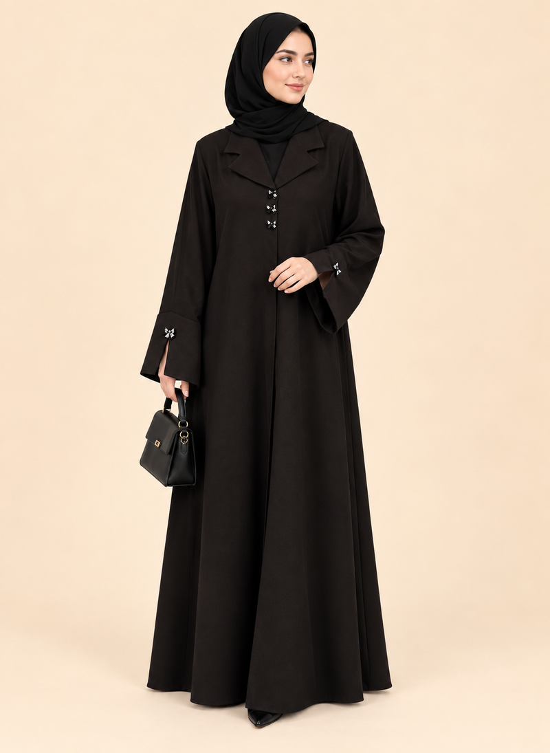 FAYRA Noir Bow Elegance Abaya