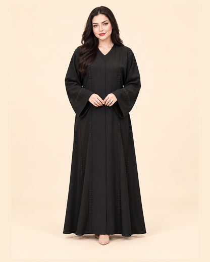 FAYRA Black Beaded Panel Abaya